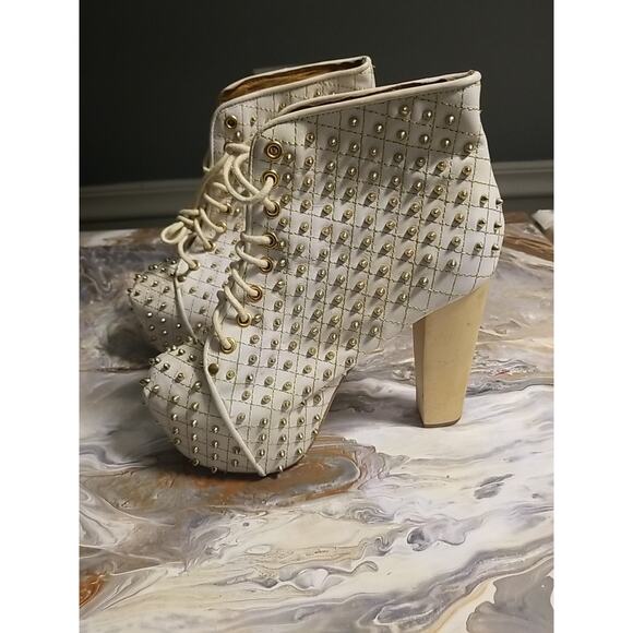 Jeffrey Campbell Lita Q Gold Studded Bootie Shoe Women's Size 7M - Picture 1 of 9